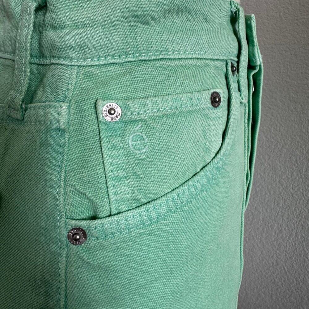 Etica | NWT High Waisted Green Denim Mini Skirt Size 25" - Picture 5 of 11